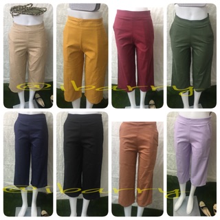 กางเกงผ้าลินิน 5 ส่วน big size34-36 เอวสูงซิปข้าง