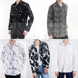 เสื้อเชิ้ตผู้ชาย เสื้อเชิ้ตแฟชั่นผู้ชาย ลาย คอปก  New Item ทรงเข้ารูป (Slim Fit) แบรนด์ BSizeU