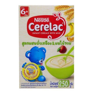 Nestle Cerelac ซีรีแล็ค อาหารเสริม ถั่วเหลือง&amp;ผลไม้รวม ,สูตรเริ่มต้น ข้าวสาลี&amp;นม,สูตรข้าวบดไก่,แครอท ขนาด250 กรัม