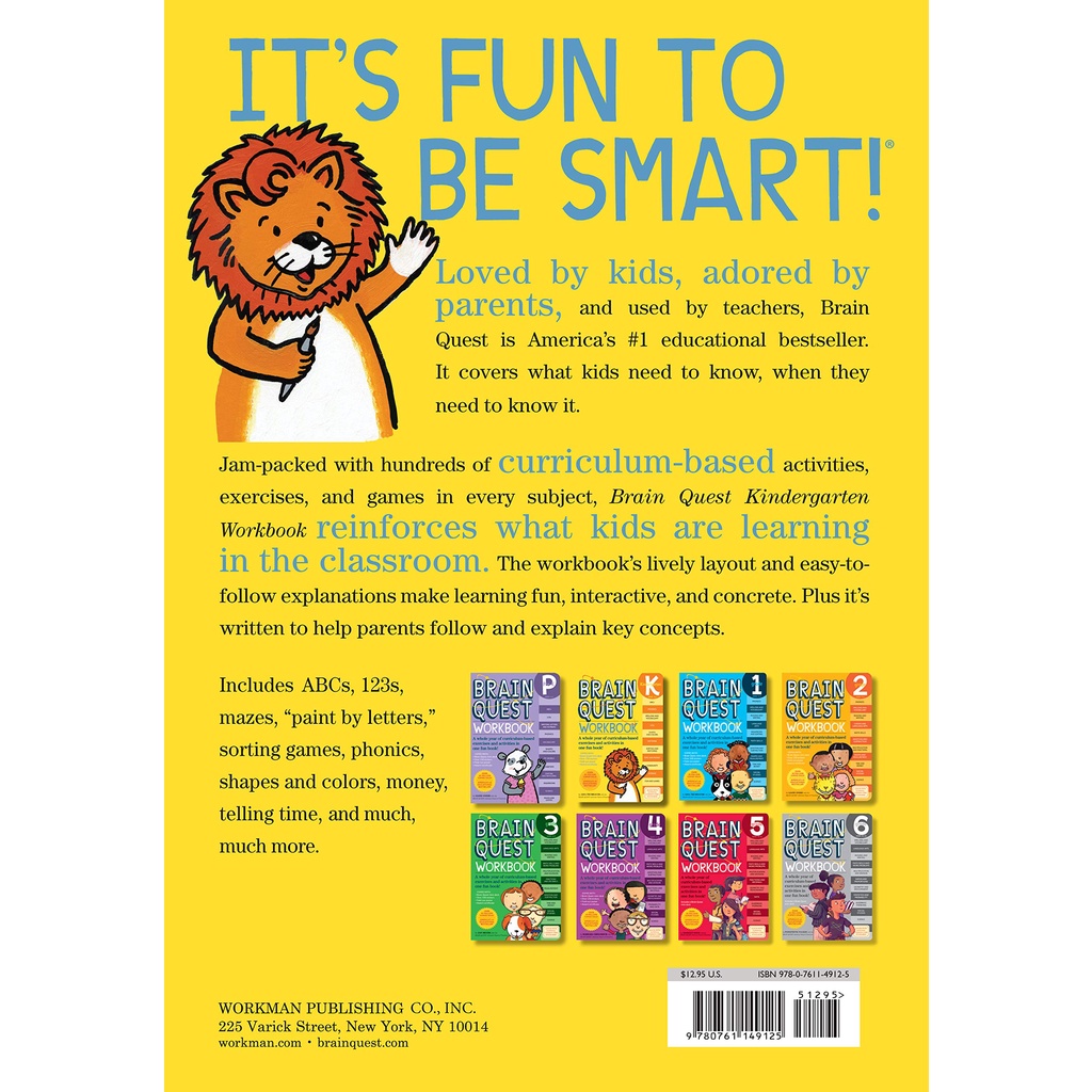 พร้อมส่ง *แท้* แบบฝึกหัดพร้อมเฉลย Brain Quest Workbook: Kindergarten Paperback  สำหรับเด็ก 5-6 ปี