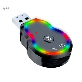 Ch*【พร้อมส่ง】อะแดปเตอร์รับส่งสัญญาณเสียงบลูทูธไร้สาย 5.3 USB RGB ขนาดเล็ก สําหรับแล็ปท็อป หูฟัง