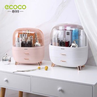 ECOCO กล่องเก็บเครื่องสำอาง กล่องเก็บของแบบลิ้นชักคู่ ชนิดกล่องเก็บความจุขนาดใหญ่กันน้ำและกันฝุ่น E2014