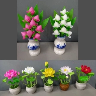 ดอกบัวจิ๋ว ดอกบัวดินปั้น ดอกบัวประดิษฐ์ สูง 4 นิ้ว