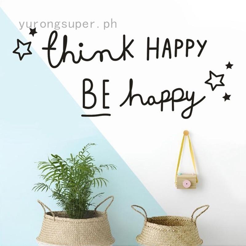 สติกเกอร์ติดผนังลาย Think Happy be happy " ตกแต่งบ้าน