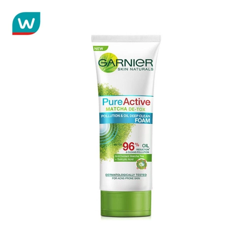 Garnier การ์นิเย่ เพียว แอคทีฟ มัทฉะ ดีท็อกซ์ โพลูชั่น แอนด์ ออยล์ ดีพ คลีน โฟม 100 มล.