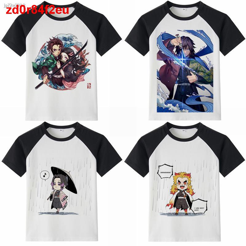 💘Ship from Thailandﺴ✓ชุดคอสเพลย์ Anime เสื้อดาบพิฆาตอสูร ชุดชิโนบุ Demon Slayer Kimetsu No Yaiba Kids Print T-shirt Cos