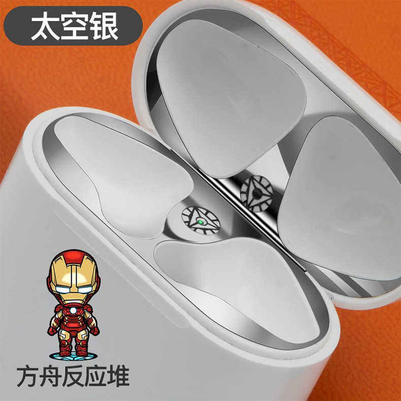 Marvel Ultra Thin Metal Dust Guard Protective Sticker For Airpods 2/1 Earphone Wireless Charging Case Skin Protecting