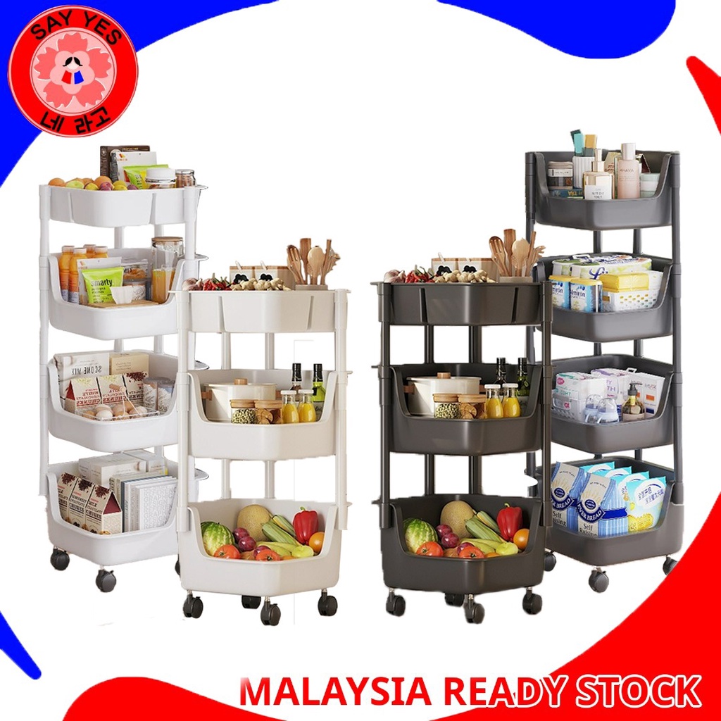 SayYes Kitchen Corner Trolley Rack Storage ชั้นวางของในครัวอาหารผักตู้เก็บล้อ Trolly Cart ออตโต ラ고