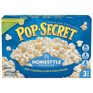 Pop Secret - HOMESTYLE ป๊อปซีเคร็ท เมล็ดข้าวโพดดิบ สำหรับไมโครเวฟ รสเค็มหอมกลิ่นเนยอ่อนๆ แบบอเมริกันแท้ๆ 272 00g (3 Bag)