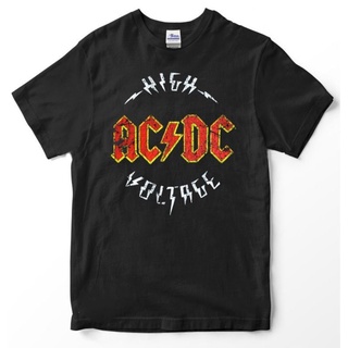 ย้อนยุคเสื้อยืดวงดนตรี / เสื้อยืดพรีเมี่ยม ACDC - แรงดันไฟฟ้าสูง / เสื้อยืดวงดนตรีผู้ชาย / เสื้อยืดวงร็อคแอนด์โรล สําหรั