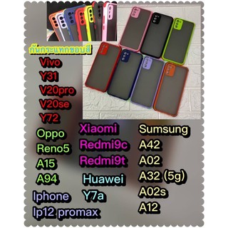 เคส Vivo Y12a Y3s เคสขอบสีหลังขุ่นกันกระแทก Vivo Y31 V20pro V20se Y72 Huawei Y7a พร้อมส่ง