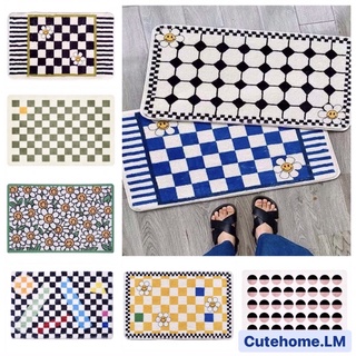 🔥พร้อมส่ง🏁พรมเช็ดเท้าลายตาราง ขนาด40*60ซม พรมขนนุ่ม ลายตารางสไตล์เกาหลี