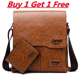 JEEP BULUO Mans Bag 2PC/Set Men Leather Messenger Shoulder Bags Business Crossbody Casual Bags Famo DGJB