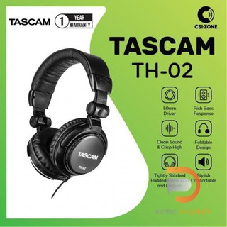 Tascam TH-02 Multi-Use Studio Grade Headphones #หูฟังสตูดิโอ #ราคาถูก ตอบสนองความถี่18Hz–22kHz, 50mm Drivers #ของแท้100%