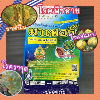 กำจัดเชื้อราพืช ชื่อมาเฟอร์ แมนโคเซบ(mancozeb)โรคราน้ำค้าง, โรคสะแคป (SCAB), โรคราสนิม, โรคใบจุด, ใบไหม้ต่างๆ ได้ดี