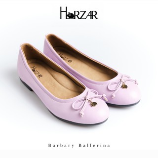 ส่งฟรี!! Horzar รองเท้าหนังแกะ ส้นแบน ทรงบัลเล่ต์ รุ่น Barbary Ballerina สี Orchid Ice