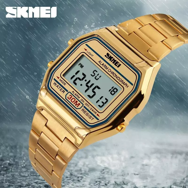 SKMEI นาฬิกาข้อมือดิจิตอล LED แบบกันน้ำ แฟชั่นผู้ชาย