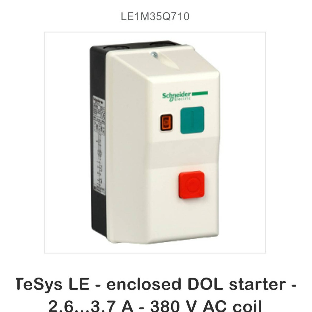 ควบคุมมอเตอร์  Moter  Starter   ใช้กับมอเตอร์1-1.5 แรงม้า 380 V 2.6-3.7 A รุ่น LE1M35Q710