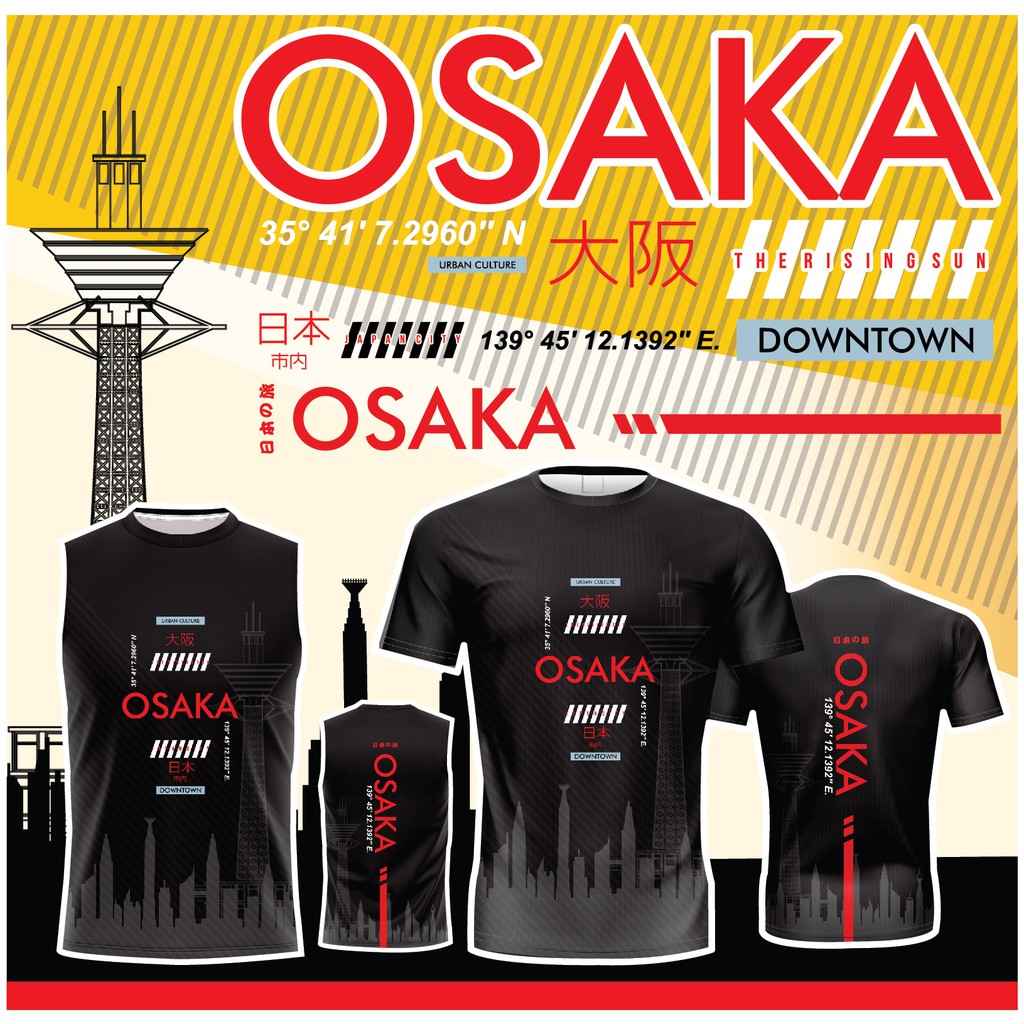 🌈✨.ใส่โค้ดSENSEI300ลด10%🌈✨เสื้อแขนสั้นพิมพ์ลาย(หน้า-หลัง) SENSEI ลายRUN-OSAKA