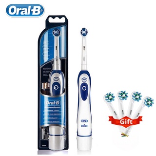 Oral B แปรงสีฟันไฟฟ้า สําหรับผู้ใหญ่ สุขอนามัยช่องปาก ใช้แบตเตอรี่ พร้อมหัวแปรง 4 ชิ้น