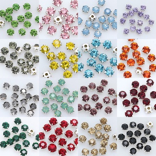 100 ชิ้น 4 มม.แก้วคริสตัลเย็บ Rhinestones daget เงินทองแดง c…