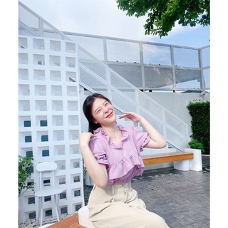 𝙇𝙞𝙩𝙩𝙡𝙚 𝙂𝙞𝙧𝙡 ครอปสม็อคเอว แต่งระบาย🌷✨