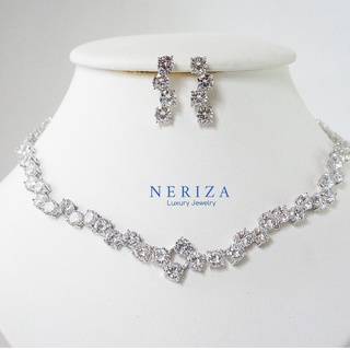 Neriza Jewelry/เครื่องประดับเจ้าสาวเพชรสังเคราะห์ รับประกันประกายไฟเทียบเท่าเพชรแท้ จัดส่งฟรีพร้อมกล่อง NSW007