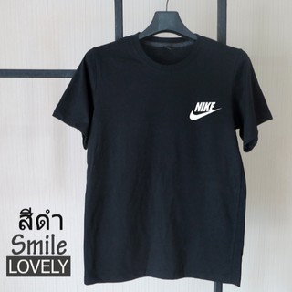 แฟชั่นเสื้อยืดสีดำสกรีนลาย(NIKE) คอกลม แขนสั้น T-shirt unisex ผ้าคอตตอลเนื้อนุ่ม คุณภาพดี ไม่หด ไม่ย้วย