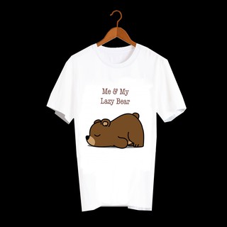 เสื้อยืดสไตล์ญี่ปุ่น เสื้อยืดพิมพ์ลายหมา เสื้อยืดลายหมี หมีขี้เซา Me &amp; My Lazy Bear MMD29