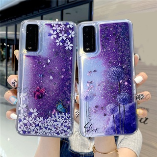 เคสโทรศัพท์มือถือแบบนิ่ม ใส มีทรายไหล แต่งกลิตเตอร์ ลายดอกแดนดิไลออน ระยิบระยับ สําหรับ Vivo Y20 Y12S Y20i Y21 Y33S Y21T Y50 V20 SE Y15S V19 V21 Y51 2020