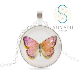 Suvani Jewelry - จี้ผีเสื้อสีชมพู สุดน่ารัก จี้พร้อมสร้อยคอ เครื่องประดับแฟชั่น