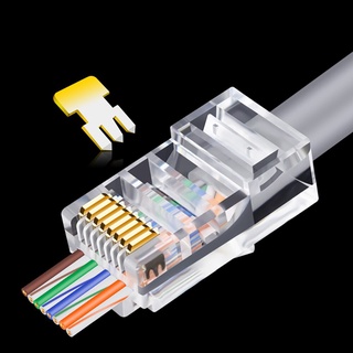 โมดูลเชื่อมต่อสายอีเธอร์เน็ต RJ45 6U ชุบทอง RJ-45 Cat5 Cat5e 20 50 100 ชิ้น