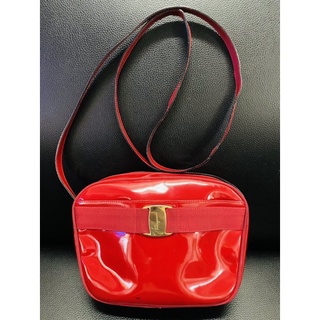 Ferragamo crossbody bag vintage red patent