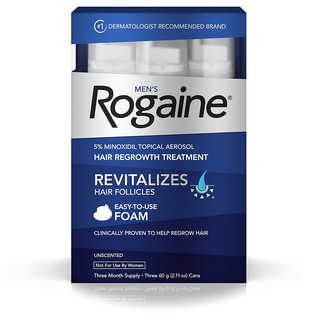 Rogaine Foam 5% ไมน็อคซิดิล น้ำยาปลูกผมสำหรับผู้ชาย  (ชุด 3 เดือน) USA แท้