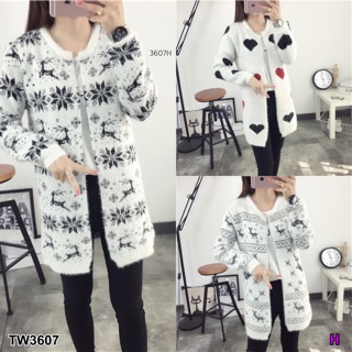 TwinsShopVip💗พร้อมส่ง TW3607 เสื้อคลุมกันหนาวไหมพรม