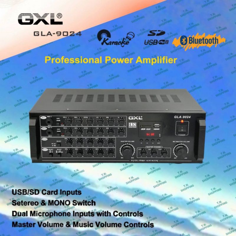 GXL เพาเวอร์แอมป์ขยายเสียง รุ่น GLA-9024 ขนาด 42x27x14 ซม. กำลังขับ 100Wx2