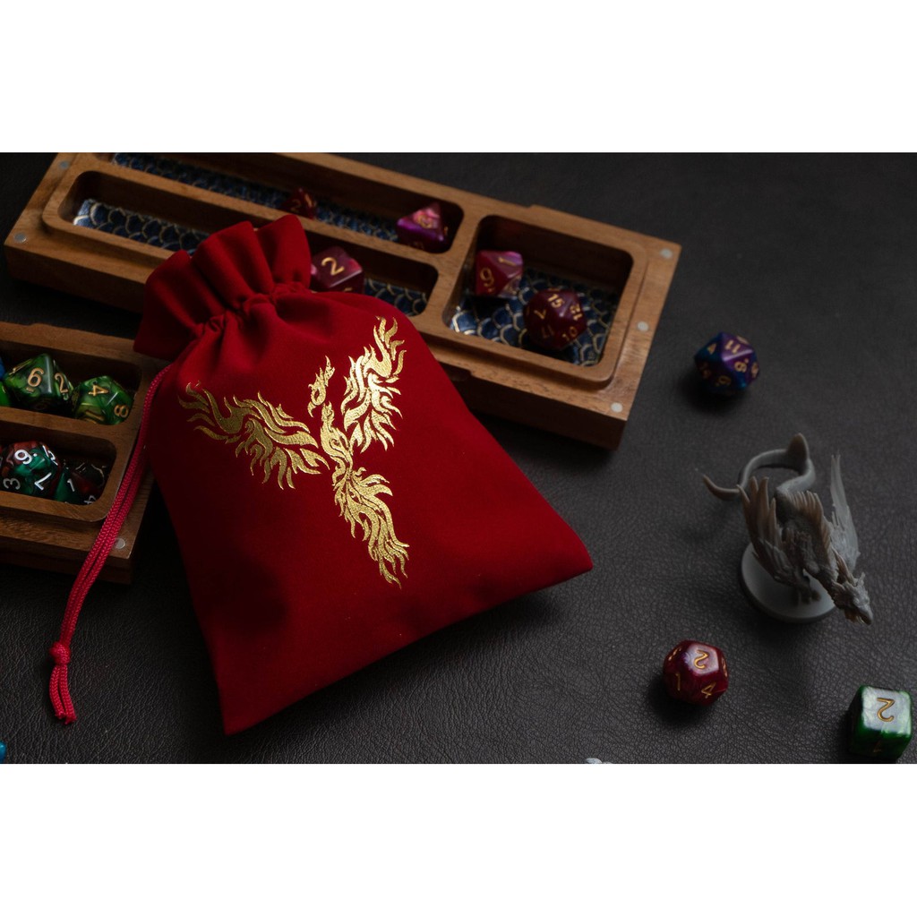 Phoenix Dice Bag | ถุงผ้ากำมะหยี่สำหรับ บอร์ดเกมส์ | Dungeons and Dragons Dice | DnD Dice Set | D&D Dice