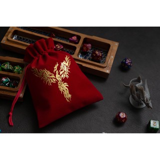 Phoenix Dice Bag | ถุงผ้ากำมะหยี่สำหรับ บอร์ดเกมส์ | Dungeons and Dragons Dice | DnD Dice Set | D&amp;D Dice