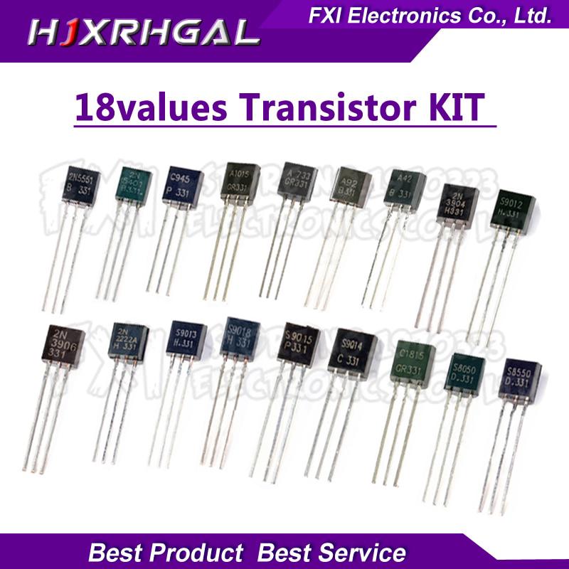 18valuesX10pcs=180pcs 2N2222 S9012 S9013 S9014 A1015 C1815 S8050 S8550 TO-92 Transistor component Assorted kit new