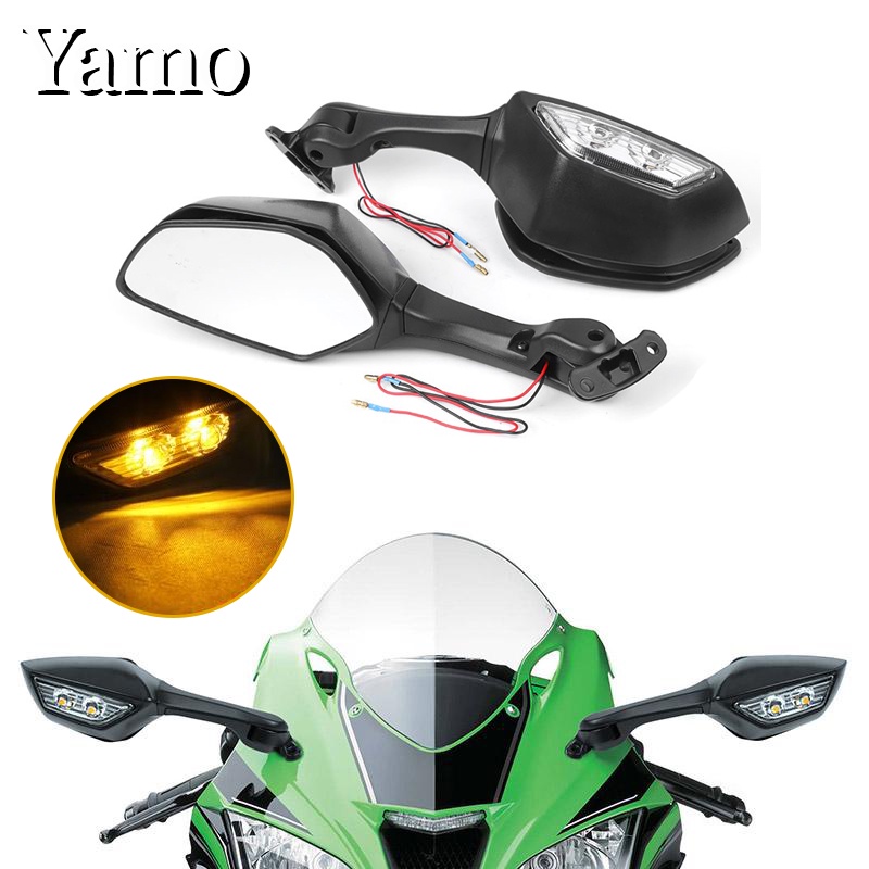 กระจกมองหลังรถจักรยานยนต์ พร้อมไฟเลี้ยว LED สําหรับ Kawasaki Ninja ZX-10R ZX10R ZX 10R 2011 2012 201