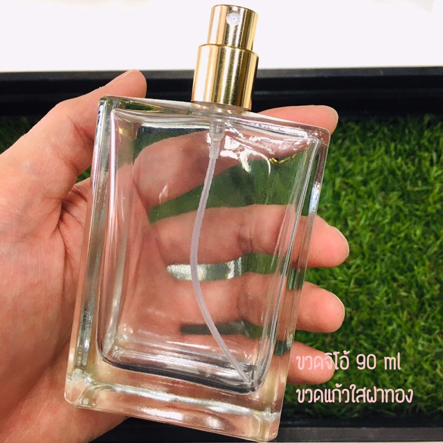 ขวดจิโอ้ ขนาด 90 ml แก้วใสฝาสีดำสีเงินสีทอง