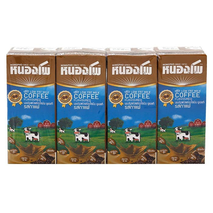 หนองโพ นมพร้อมดื่มยูเอชที รสกาแฟ 225 มิลลิลิตร แพ็ค 12 กล่อง