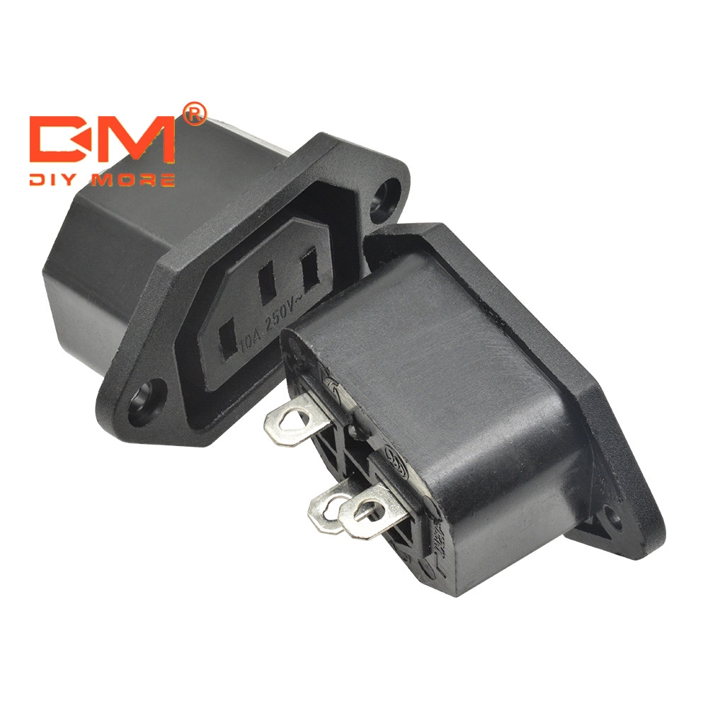 DIYMORE AC 250V 10A ตัวเมีย เชื่อมต่อ ปลั๊กไฟอะแดปเตอร์ซ็อกเก็ตสายไฟ IEC 320 C13