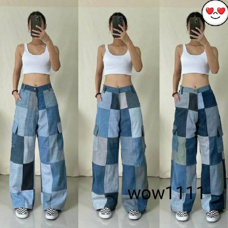 Pants 139 บาท กางเกงขายาวผ้าต่อ #ขายาวผ้าต่อ #ผ้าต่อ Women Clothes