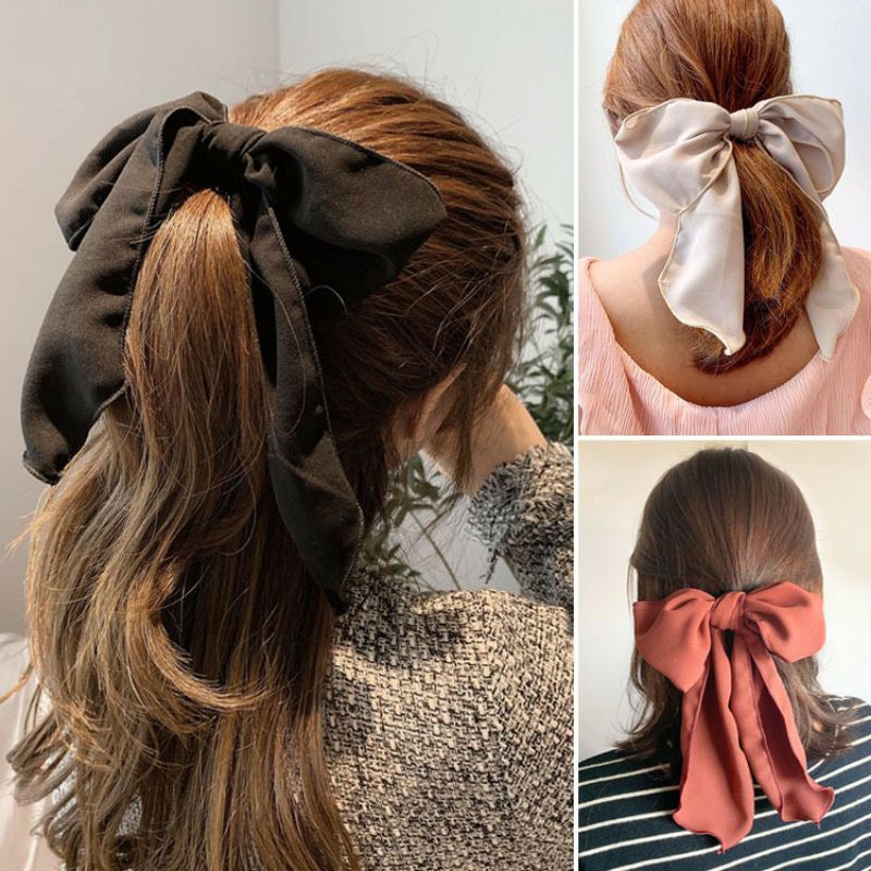 สินค้าพร้อมส่ง ไม่ต้องรอพรี โบว์ผูกผมจัมโบ้ โบว์ผูกผมสไตล์เกาหลี น่ารักสุดๆ