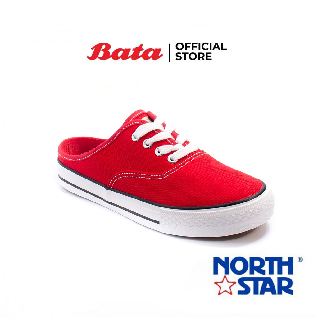 Bata บาจา ยี่ห้อ North Star รองเท้าผ้าใบสนีคเกอร์แบบเปิดส้น สวมใส่ง่าย รองรับน้ำหนักเท้า สำหรับผู้หญิง รุ่น Rover สีแดง 5595022