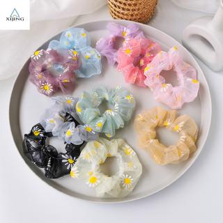 XIJING-COD fashion woman wild Net Daisy Hair Loop Forest Flower Hair Rope ins hair Accessory Jewelry Hairties