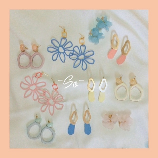 [พร้อมส่ง] ต่างหูเกาหลี หวาน ๆ พาสเทล รหัส -So-