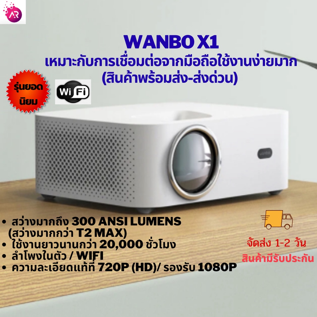 [พร้อมส่ง-ส่งด่วน] โปรเจคเตอร์ Xiaomi Wanbo X1 และ T2 Pro Wifi 1080P  Support เมนูอังกฤษ mini projec