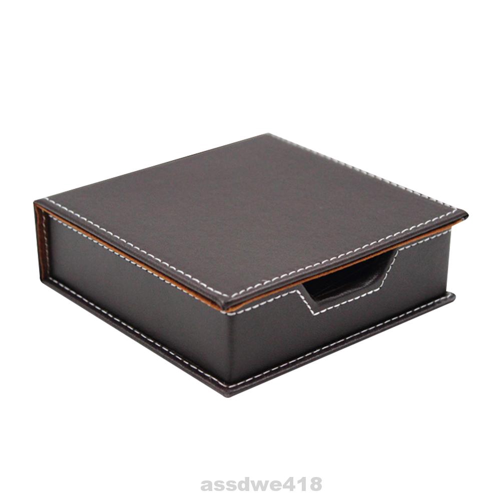 Card Storage PU Leather Office School Business Desktop Notes Box ...